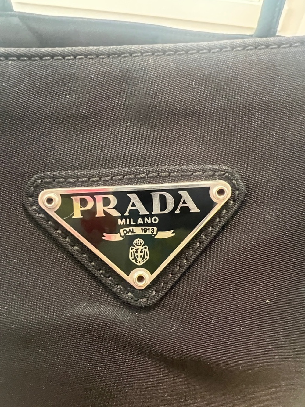 Prada Black Nylon Shopper Tote with Triangle Logo - Picture 4 of 8